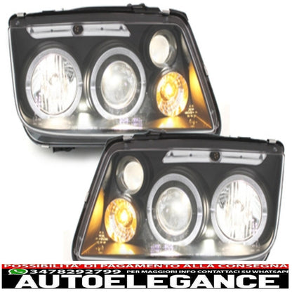 headlights suitable for vw bora (1998-2005) angel eye 2 black halo rims 