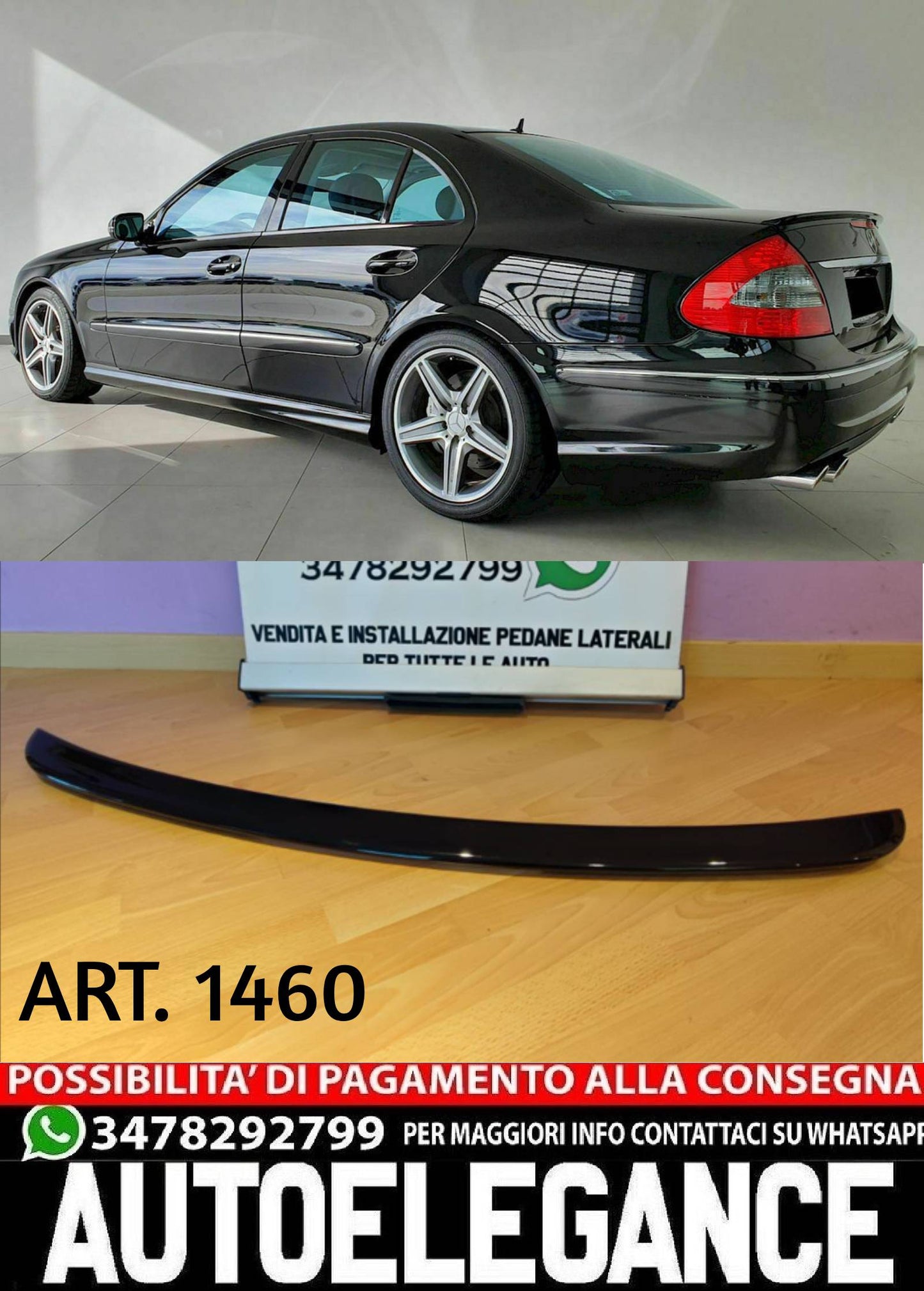 SPOILER ADATTO PER MERCEDES CLASSE E W211 BERLINA 2003-2008 NERO LUCIDO