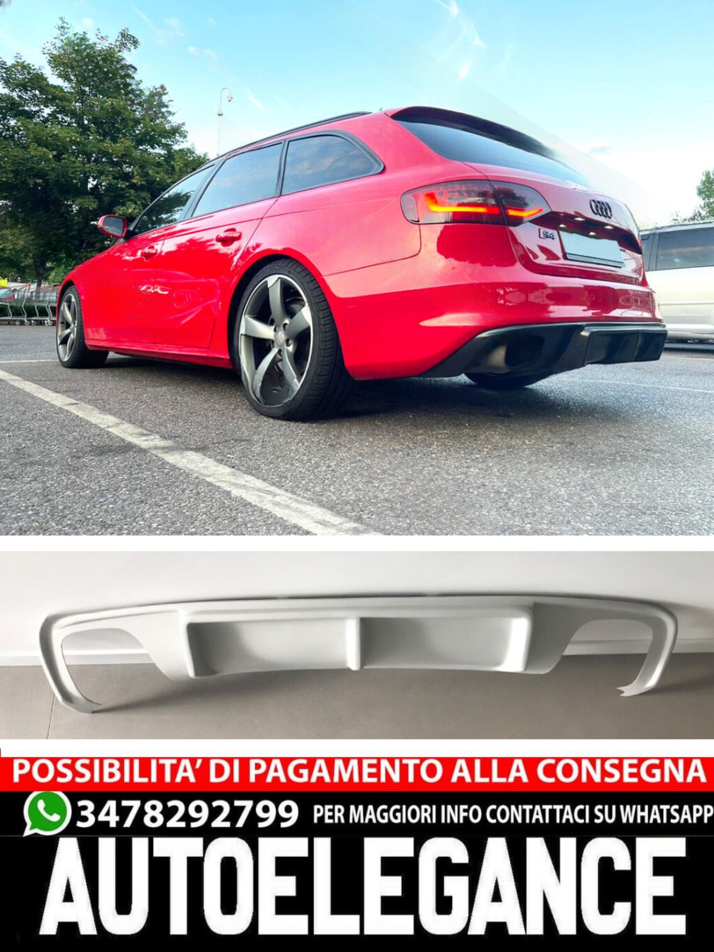 DIFFUSORE ADATTO PER AUDI A4 B8 S-LINE MODELLO LIFTING (2012-2015)