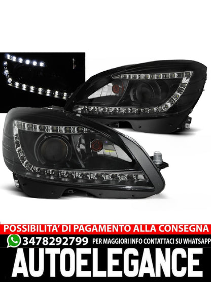 BLACK DAYLIGHT XENON HEADLIGHTS SUITABLE COMPATIBLE for MERCEDES W204 07-10 