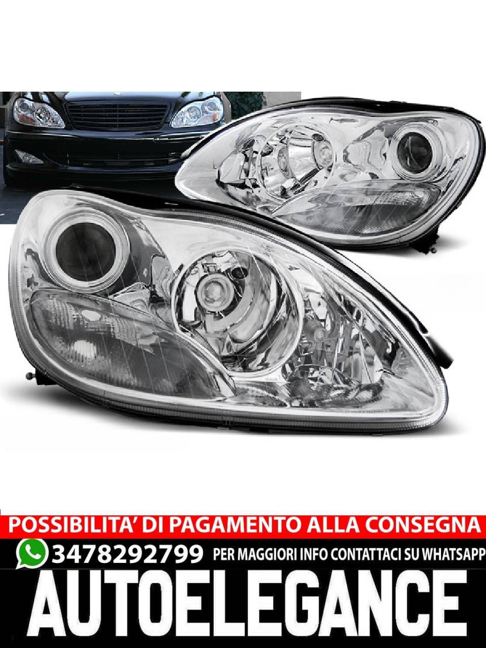 FARI CROMATI per MERCEDES W220 Classe S 09.98-05.05