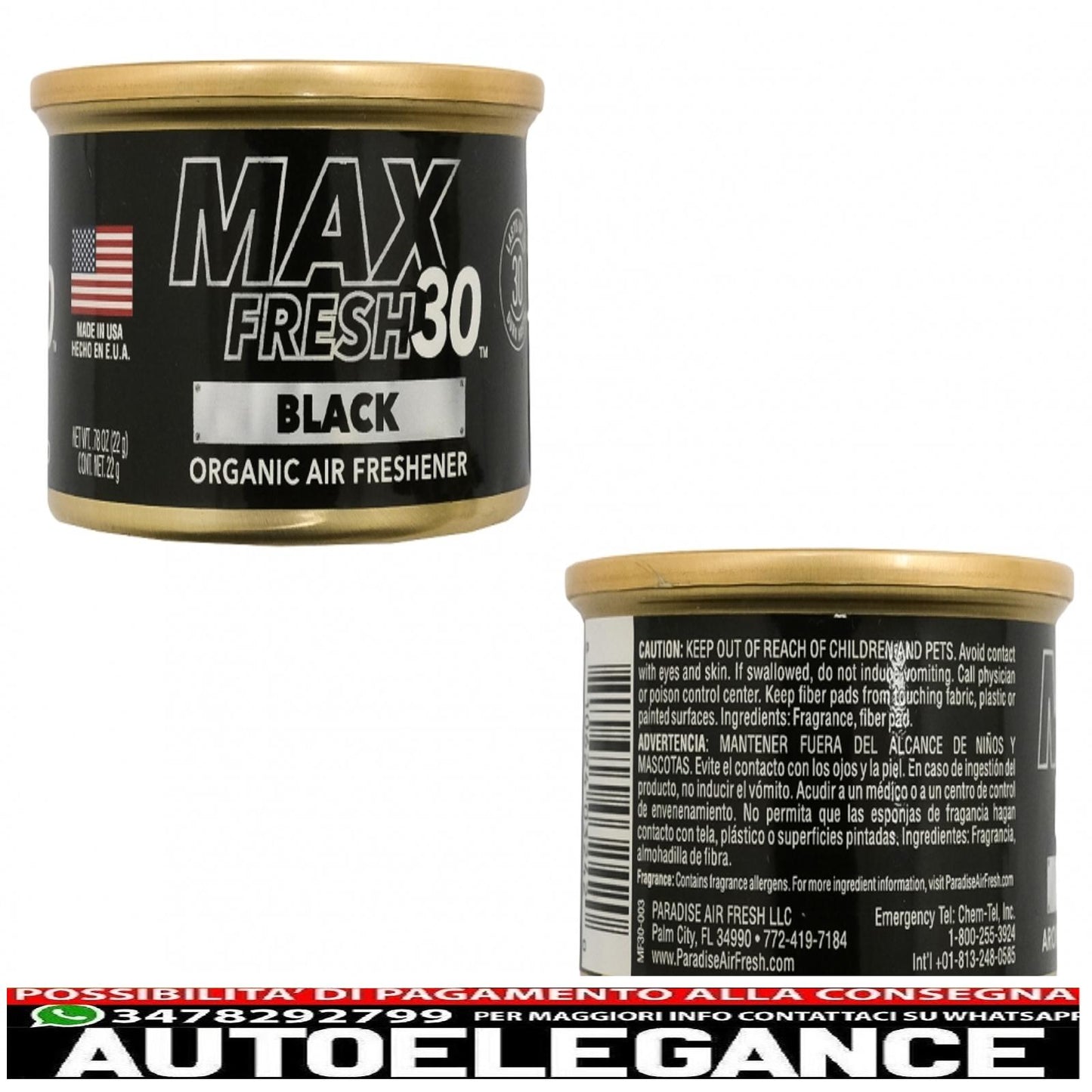 paradise air fresh organic deodorant without cap max fresh 30 can 4 black cans 