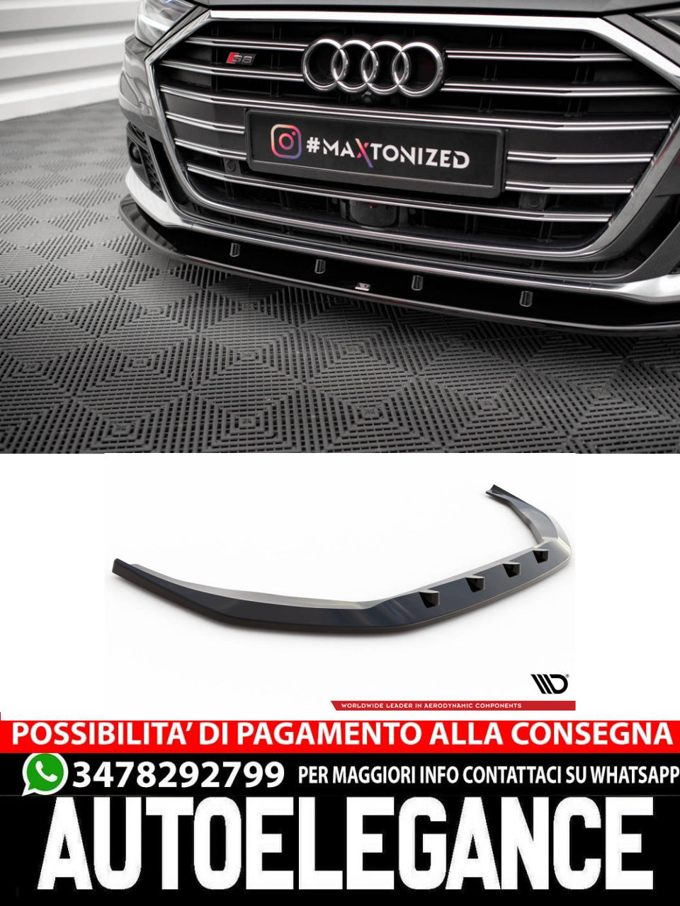 SPLITTER ANTERIORE ADATTO PER V.2 AUDI S8 / A8 S-LINE D5 (2019-2021)