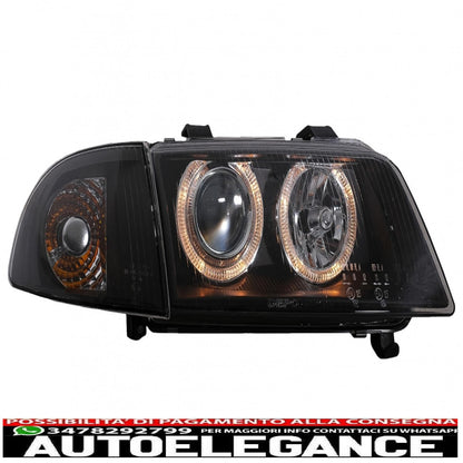 headlights suitable for audi a4 b5 (11.1994-12.1998) angel eye 2 black halo rims