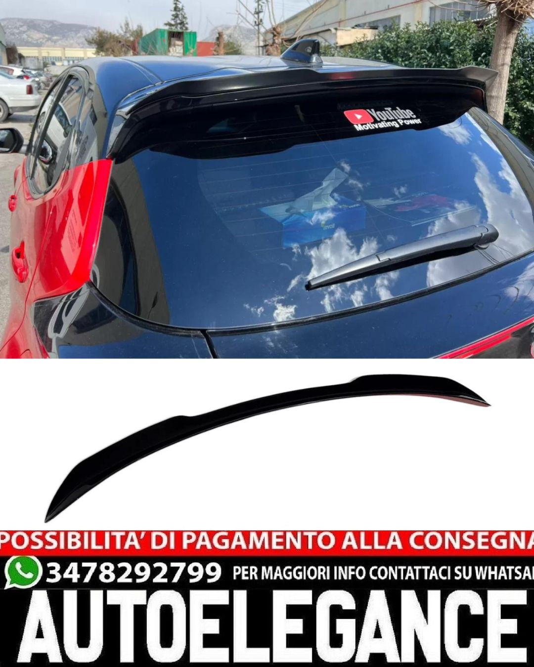 SPOILER ADATTO PER TOYOTA YARIS MK4 2020+ LOOK NERO LUCIDO DESIGN SPORTIVO