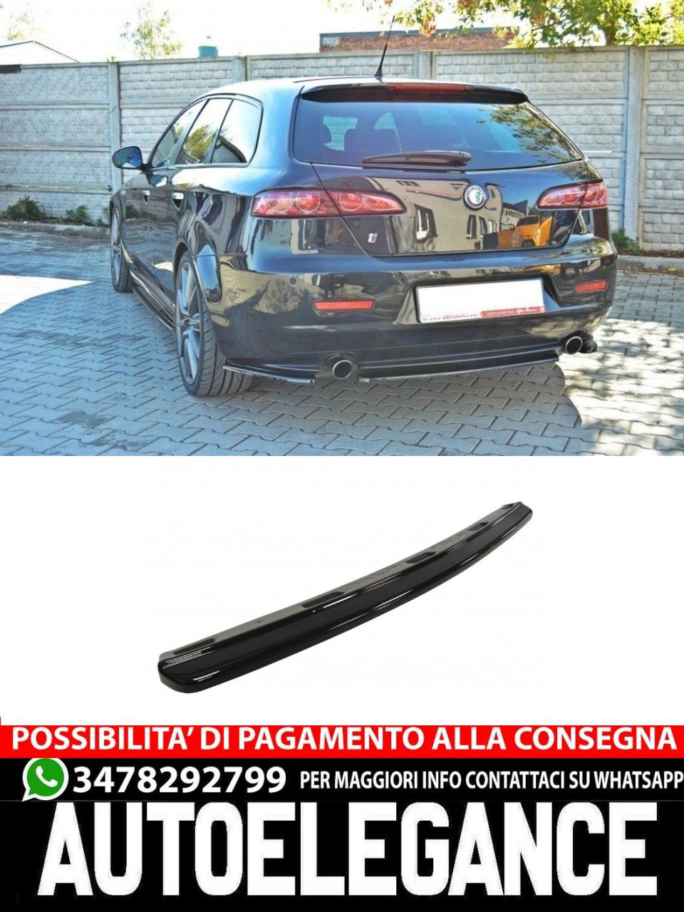 SPLITTER POSTERIORE CENTRALE ADATTO PER ALFA ROMEO 159 (SENZA BARRE VERTICALI) 2005-2011