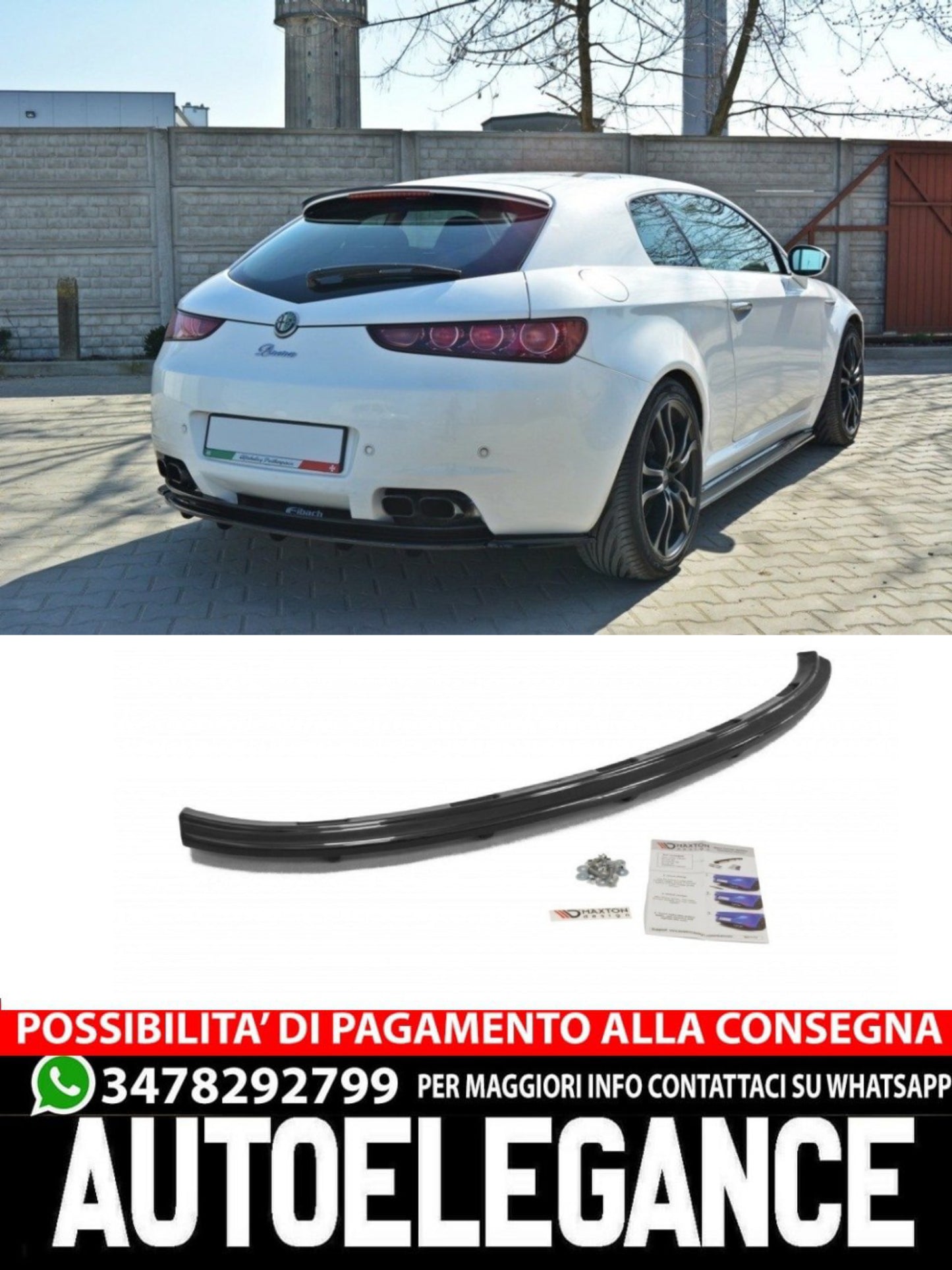 SPLITTER POSTERIORE CENTRALE ADATTO COMPATIBILE PER ALFA ROMEO BRERA 2005-2010 (CON BARRE VERTICALI)