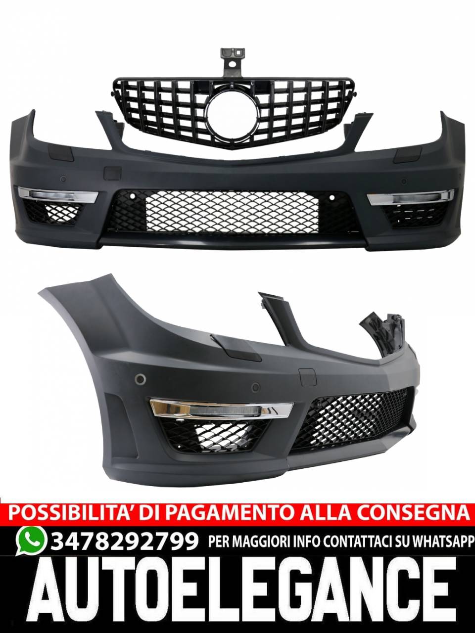 Paraurti anteriore adatto per Mercedes Classe C W204 (dal 2012 in poi)
