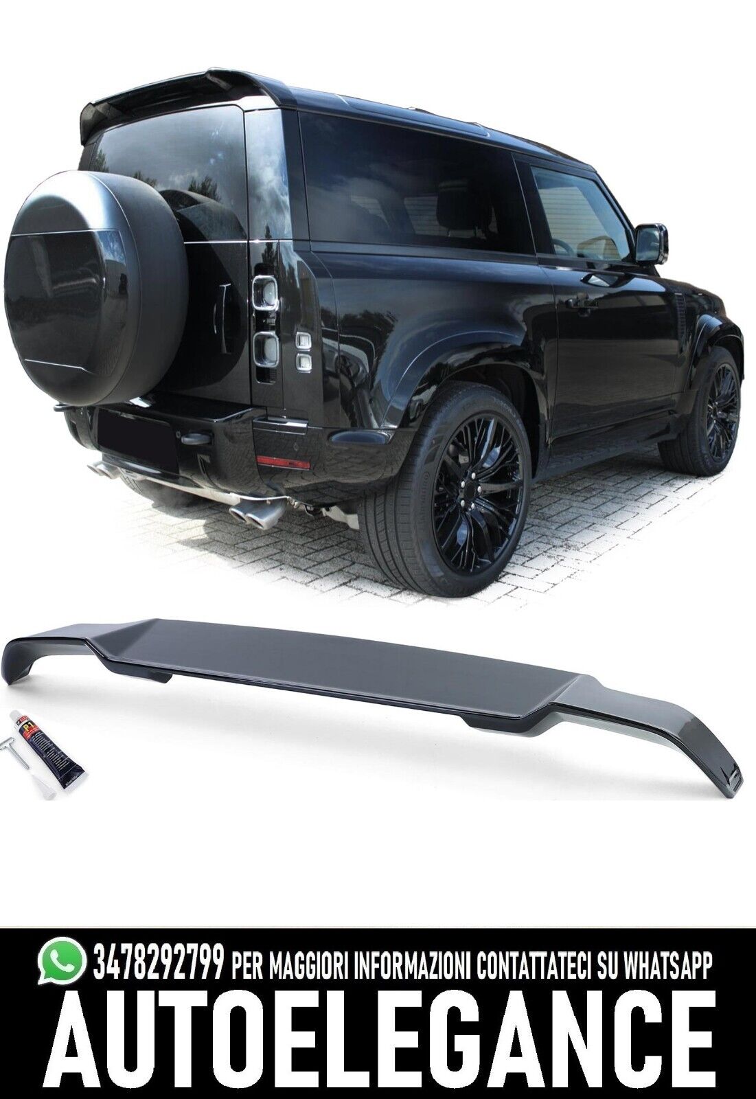GLOSS BLACK ROOF SPOILER SUITABLE FOR LAND ROVER DEFENDER L663 90 110