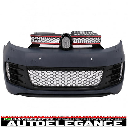 paraurti anteriore adatto per vw golf vi 6 (2008-2013) gti look con fari golf 7 3d led drl u-design led fluente luce di svolta striscia rossa gti guida a destra