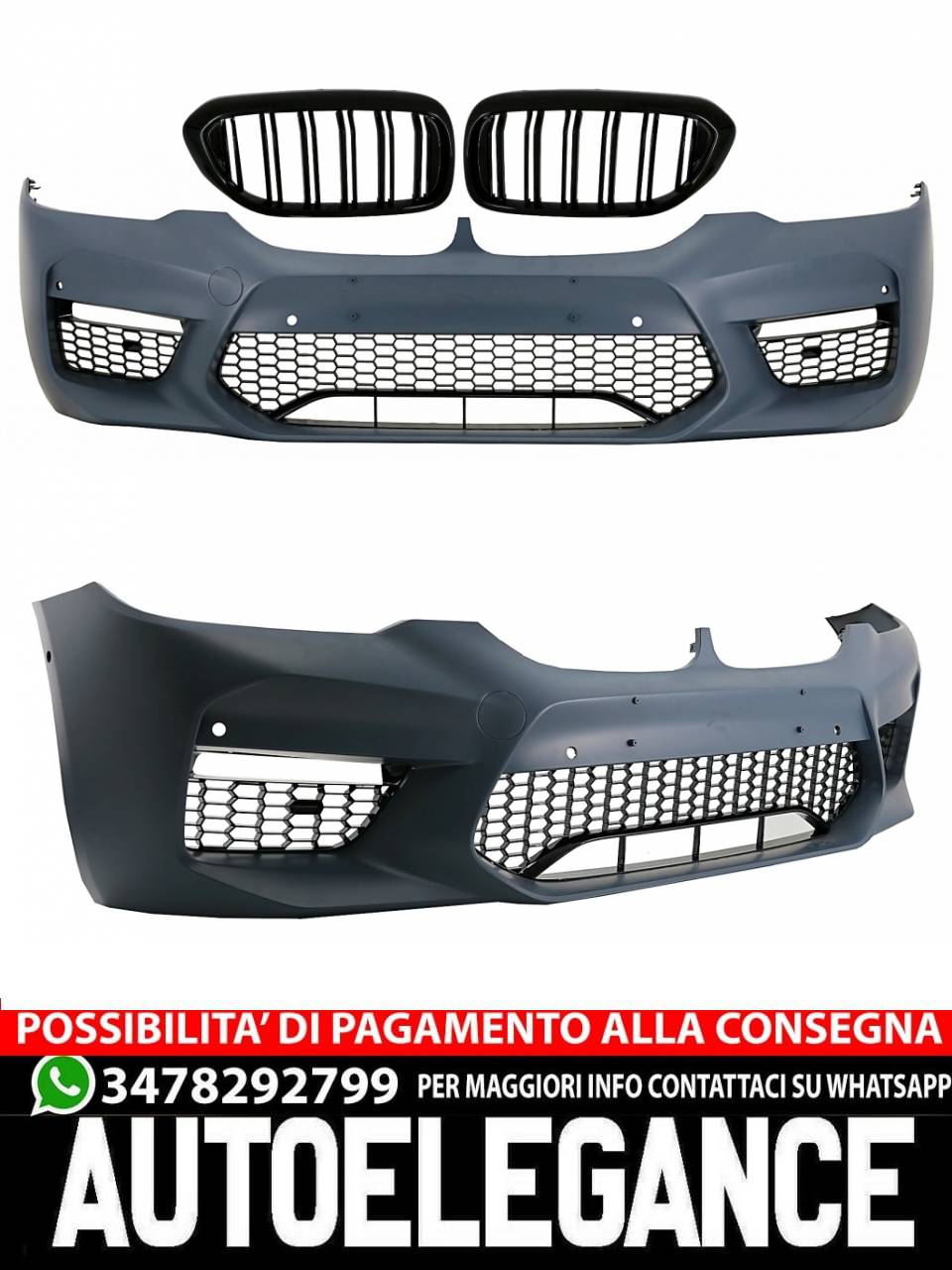 Paraurti anteriore adatto per BMW Serie 5 G30 G31 (2017-2019) e Griglie Centrali
