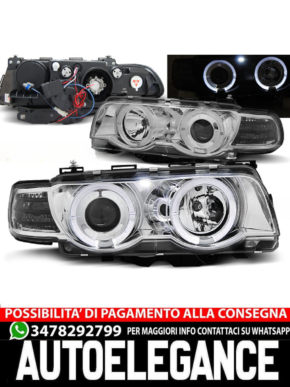 FARI ALLO XENO ANGEL EYES CHROME ADATTI COMPATIBILI PER BMW E38 09.98-07.01