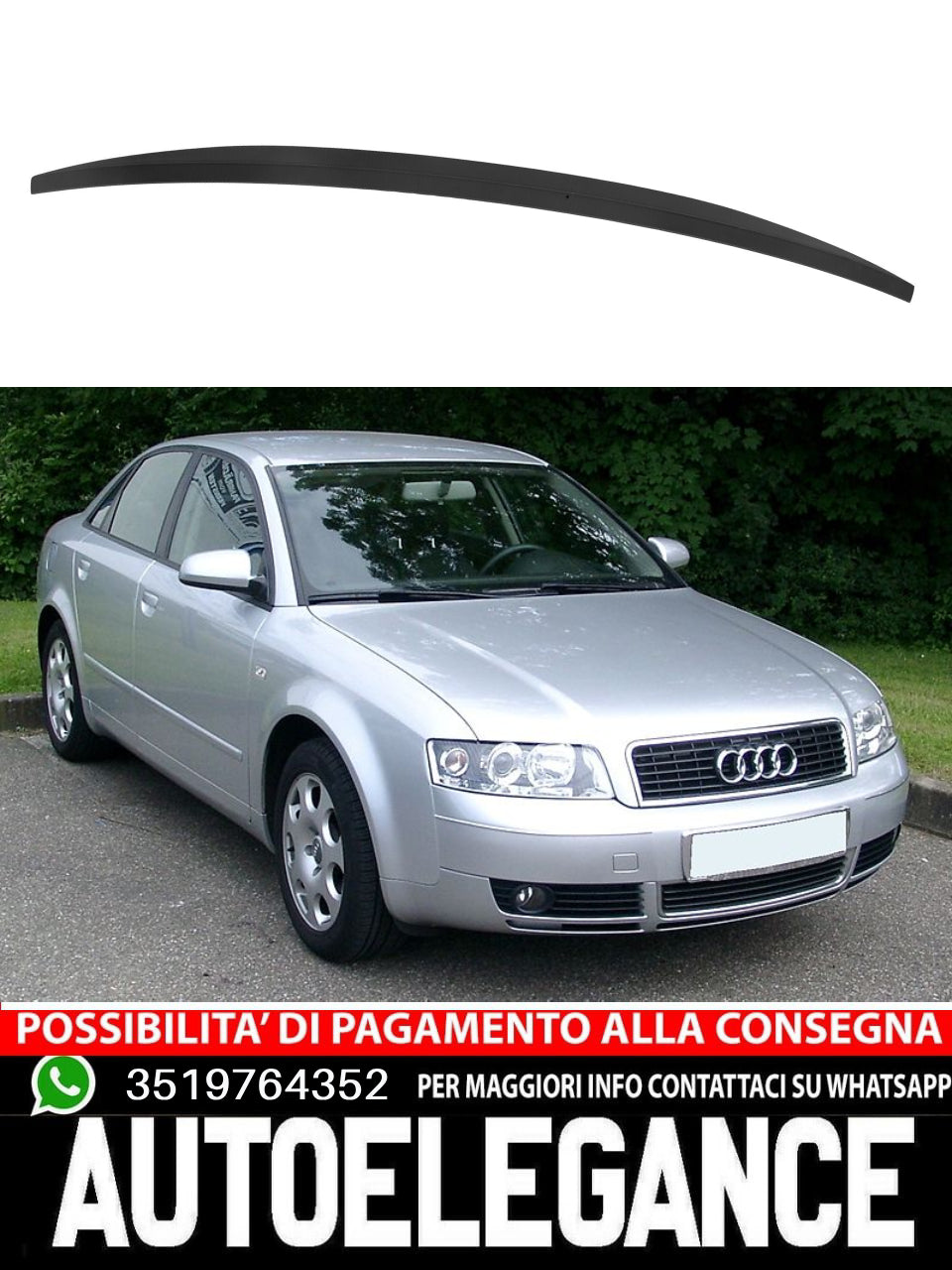 Spoiler posteriore adatto per Audi A4 B6 8E2 B7 8EC sport non verniciato nero