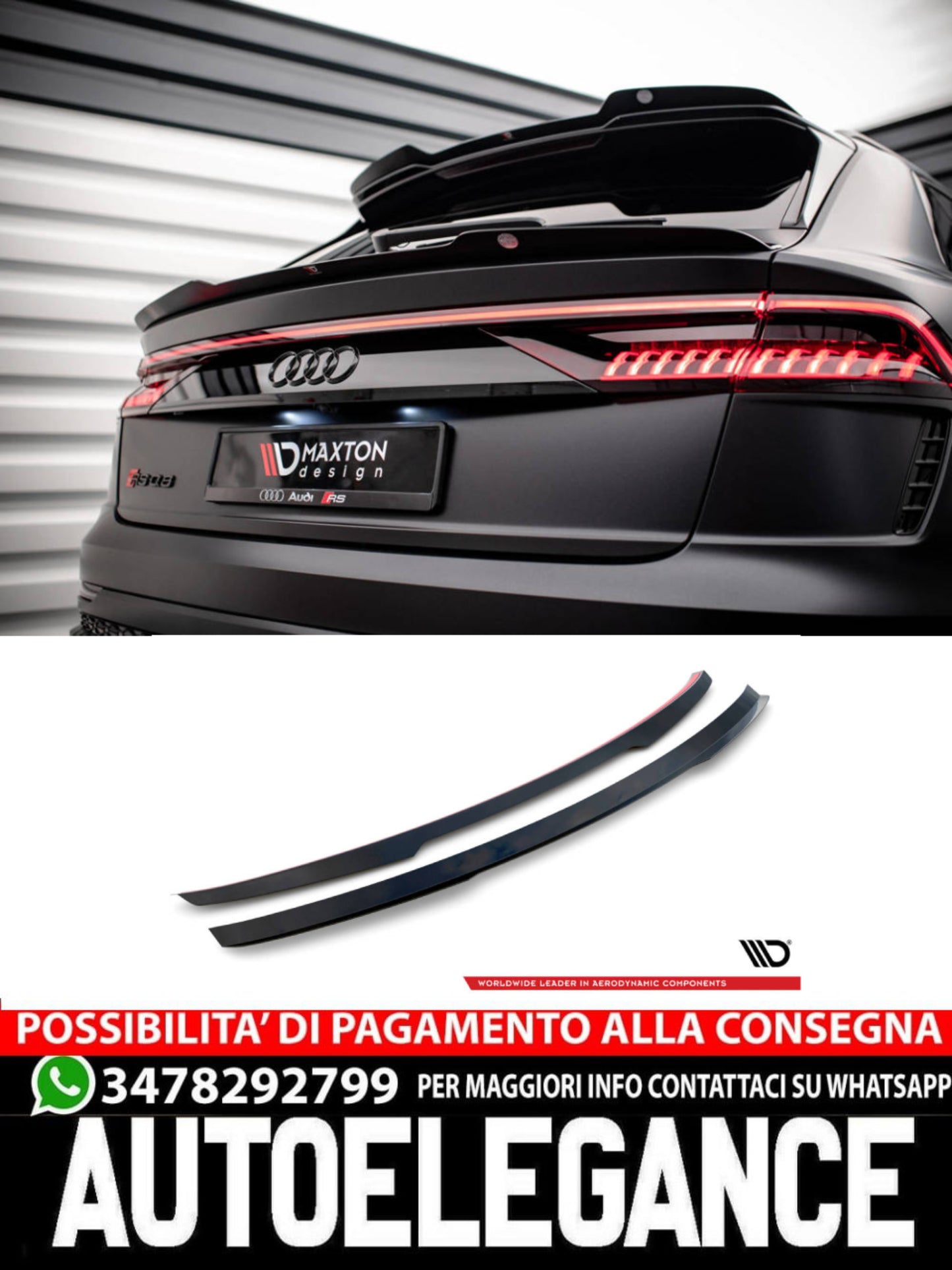 TAPPO SPOILER INFERIORE ADATTO COMPATIBILE PER AUDI RSQ8 MK1  (2019 - )