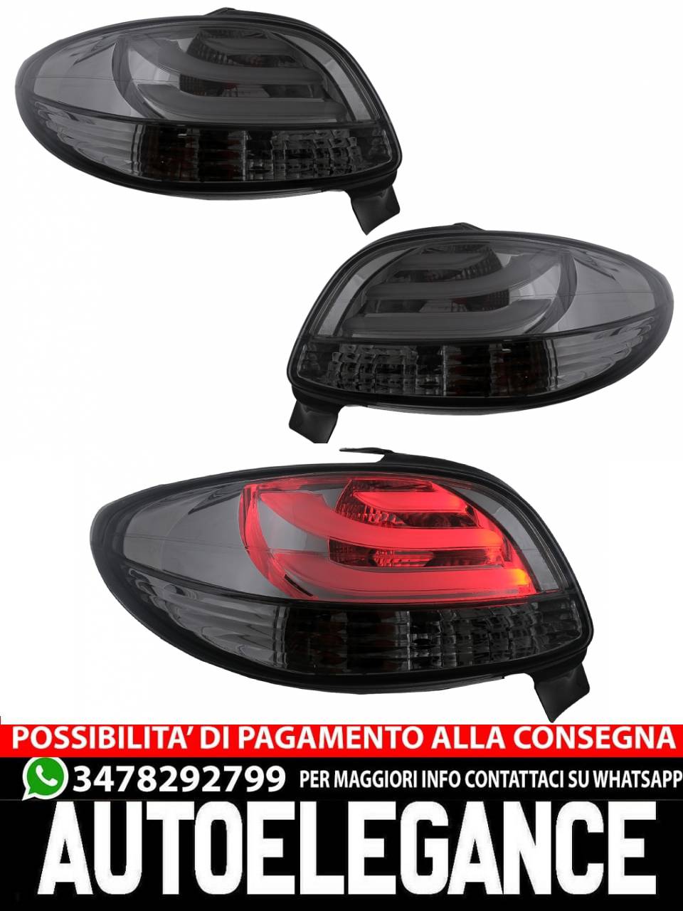 Fanali posteriori a LED adatti per Peugeot 206 HatchBack 3 / 5 Porte (1998-2004)