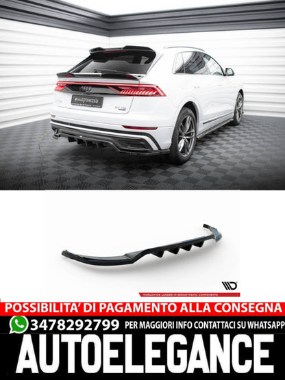 SPLITTER POSTERIORE CENTRALE (CON BARRE VERTICALI) compatibile per AUDI Q8 S-LINE MK1  (2018-2023)