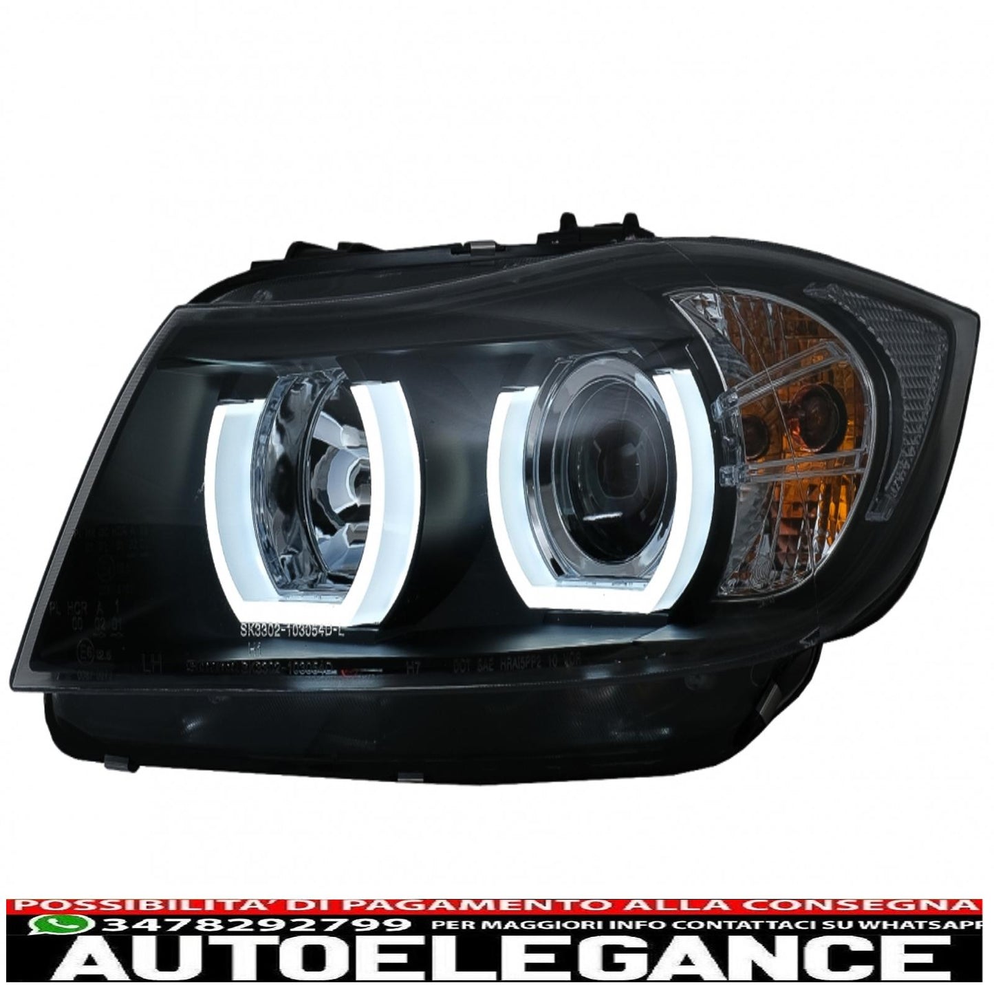 u-led 3d xenon headlights suitable for bmw 3 series e90 limousine e91 touring (03.2005-08.2008) left black