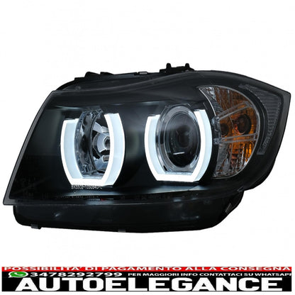 u-led 3d xenon headlights suitable for bmw 3 series e90 limousine e91 touring (03.2005-08.2008) left black