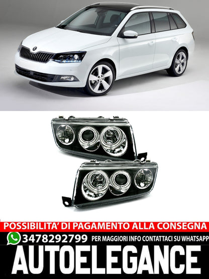 CCFL Angel Eyes Set Fari - Nero per Skoda Fabia 6A 12/99-3/07