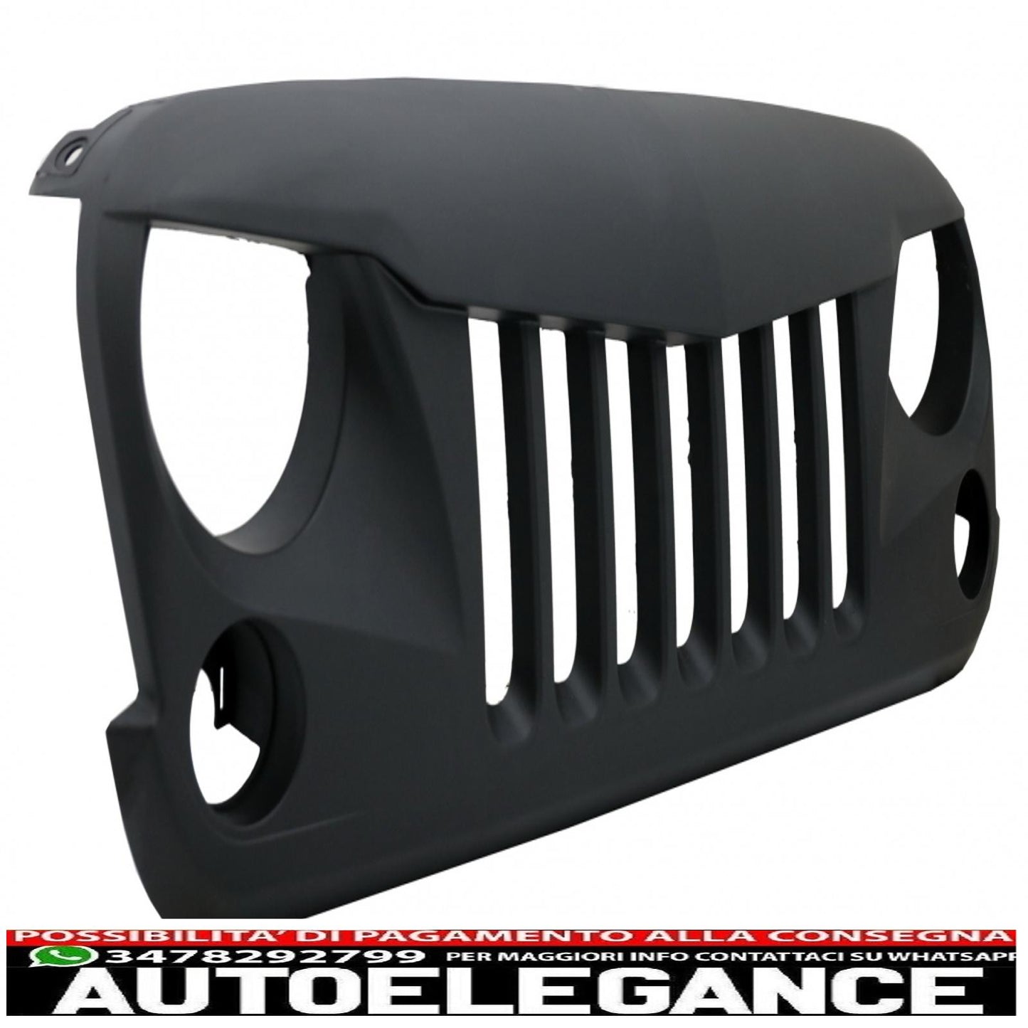 griglia anteriore centrale adatta per Jeep Wrangler / Rubicon JK (2007-2017) Eagle Eyes nero opaco