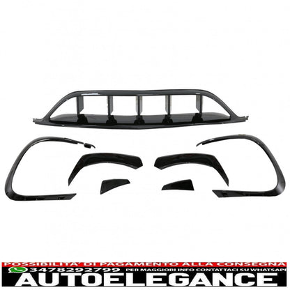 Front bumper splitter fins aerodynamic conversion kit suitable for mercedes cla w117 facelift (2016-2018) cla45 design canard piano black