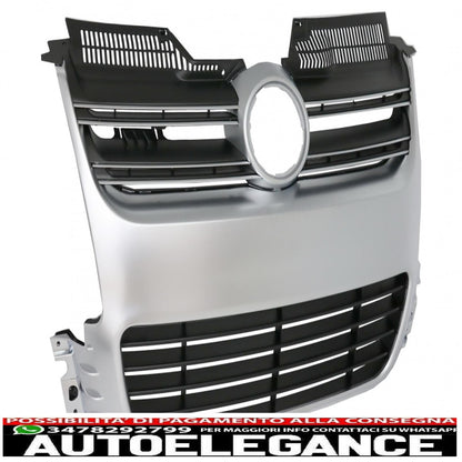 griglia anteriore adatta per vw golf 5 v (2003-2007) r32 design alluminio spazzolato