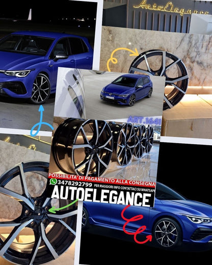 CERCHI IN LEGA 18" ADATTI PER VW GOLF GTD GTI LOOK R DESIGN SPORTIVO +  COVER PINZE FRENI BLU LOOK RLINE