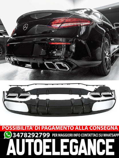 DIFFUSORE POSTERIORE + SCARICO (CROMATO) CON LOOK C63 AMG PER MERCEDES A205 C205