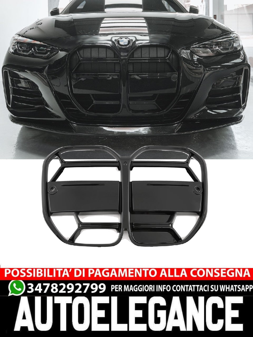 SUITABLE FOR BMW 4 SERIES G22 G23 SPORT GRILLE CS GLOSS BLACK 