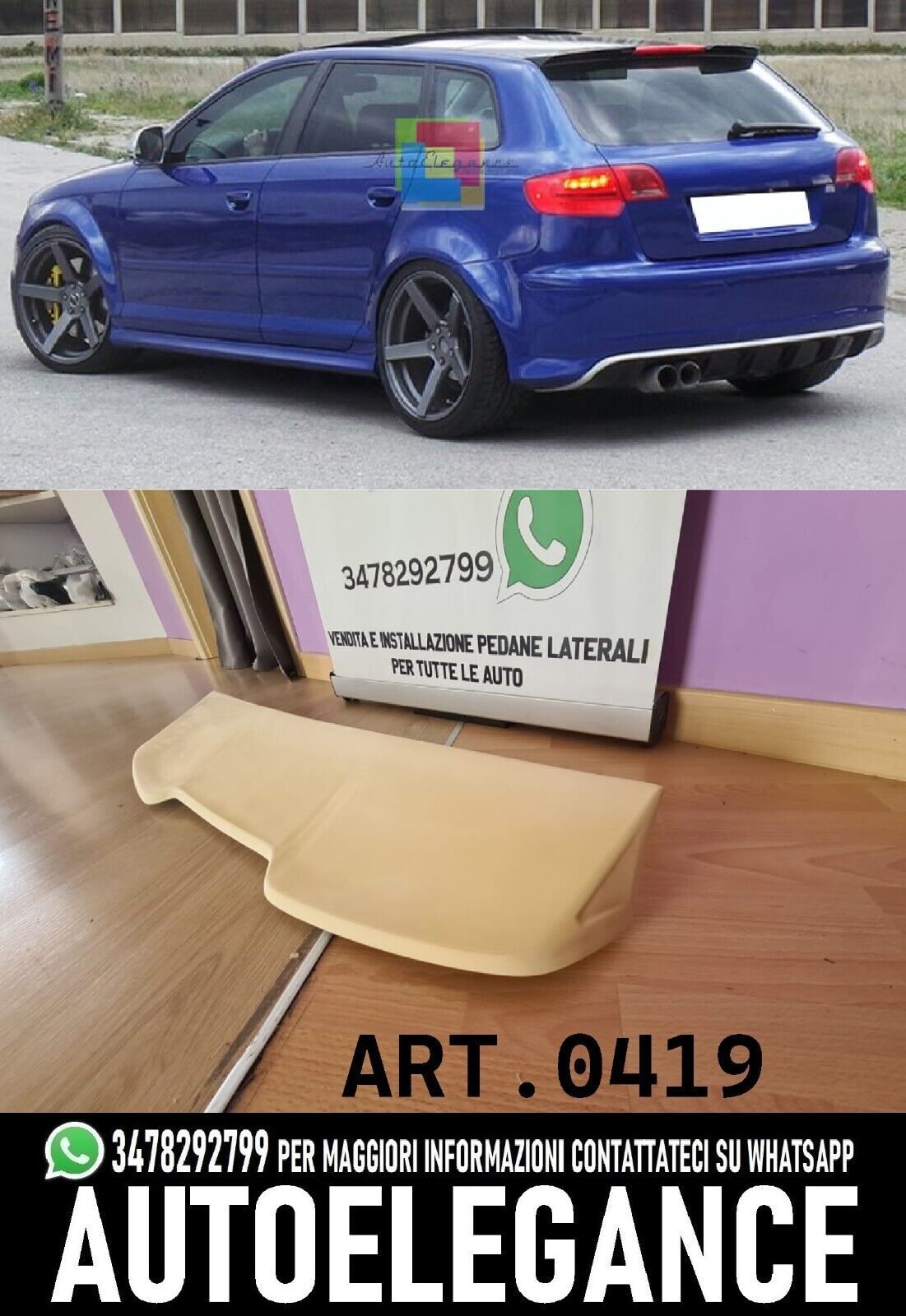 SPOILER SUITABLE FOR AUDI RS3 A3 8P 2004-2012 5D SPORTBACK RAW 