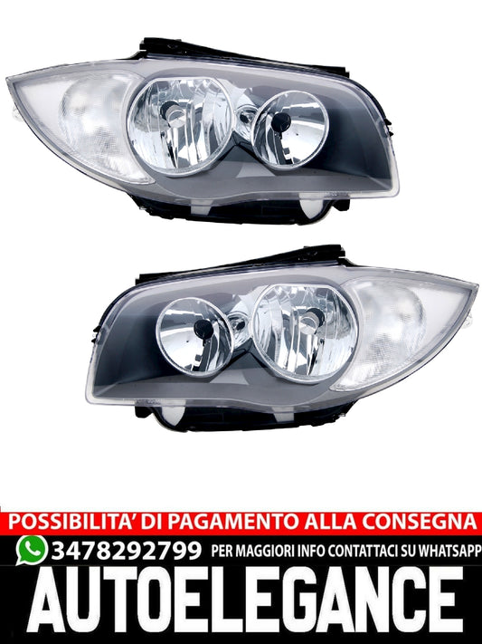 Set fari anteriori per BMW E81 E82 E87 E88 Serie 1 in nero alogeno Sinistro Destro H7