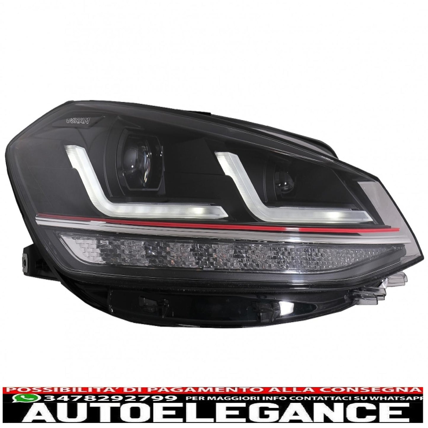osram full led ledriving headlights suitable for vw golf 7.5 facelift (2017-2020) gti look upgrade for halogens with dynamic sequential cornering lights