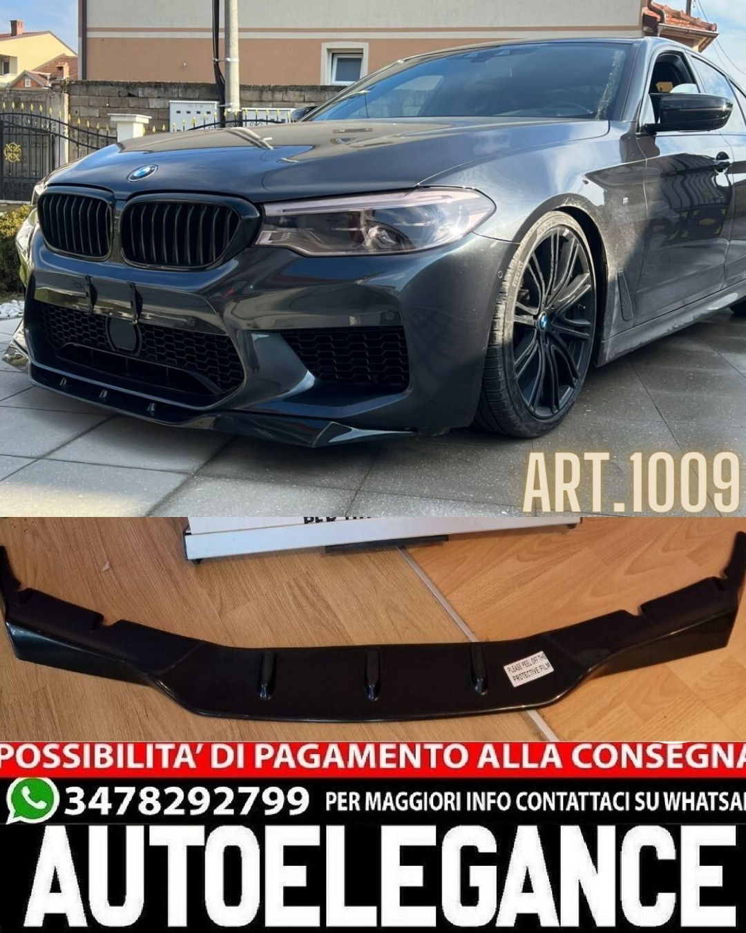 SPLITTER ADATTO PER BMW SERIE 5 F90 M5 (G30 G31) 2017-2020 LOOK NERO LUCIDO