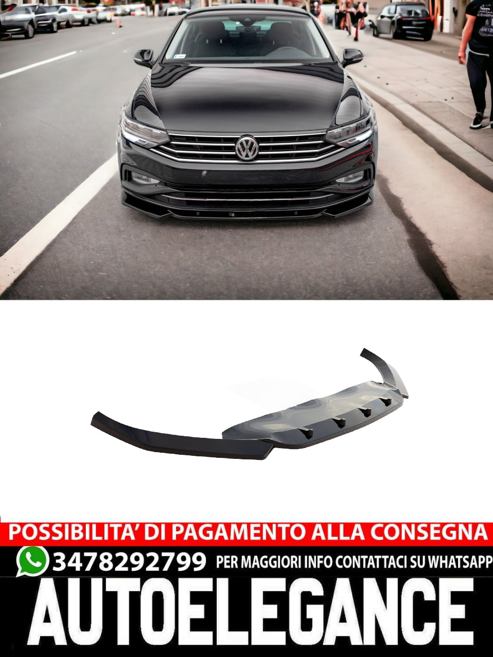 FRONT SPLITTER V.1 SUITABLE FOR VOLKSWAGEN PASSAT B8 FACELIFT 