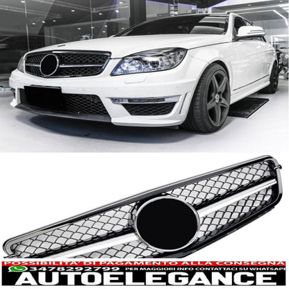 Sports radiator grille for Mercedes W204 S204 black + chrome