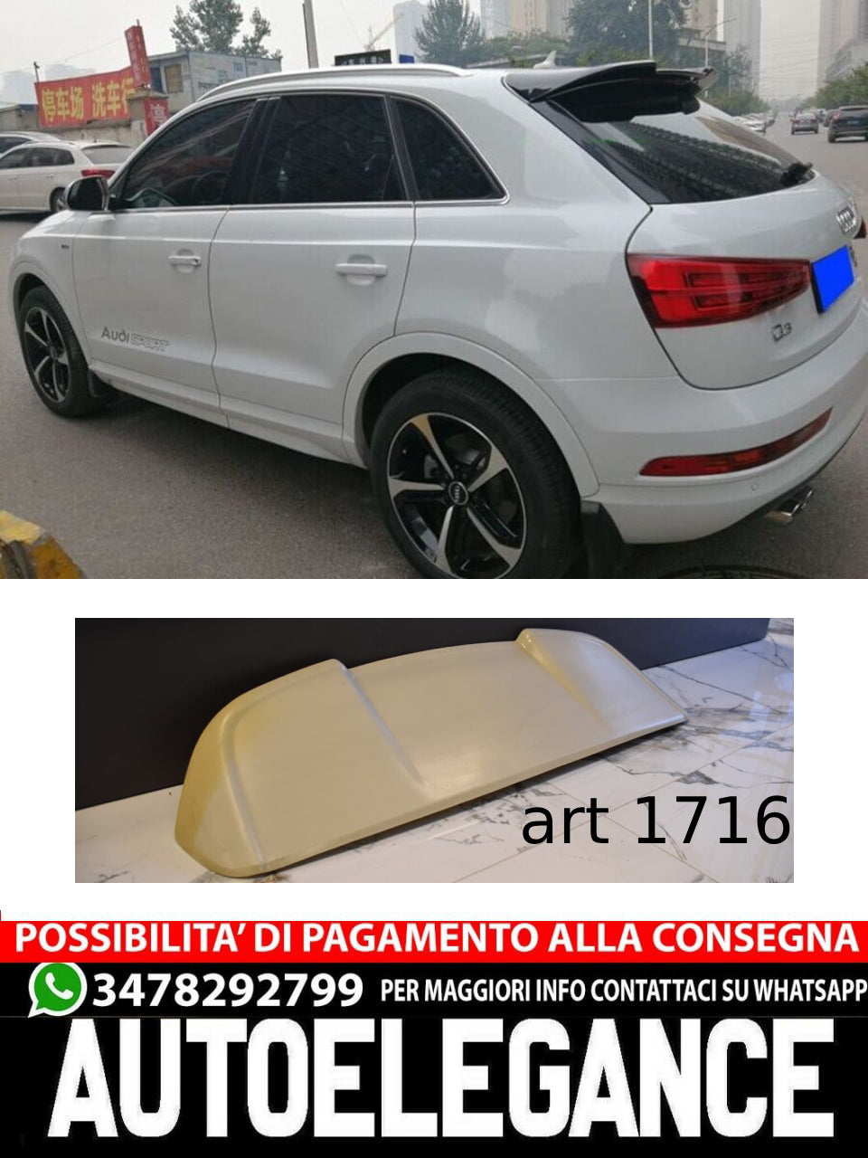 SPOILER ADATTO PER AUDI Q3 8U 2011-2018 LOOK RS DESIGN GREZZO