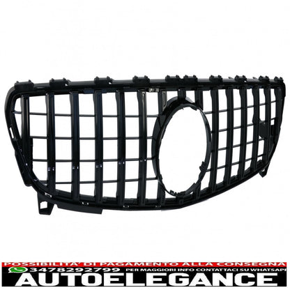 central grille suitable for mercedes a-class w176 restyling (09.2015-2018) a45 gt-r design panamericana all black