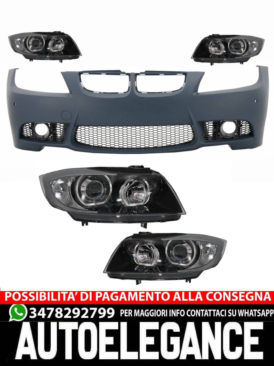Front Bumper with Headlights Suitable for BMW 3 Series E90 E91 Pre-LCI 2005-2008 
