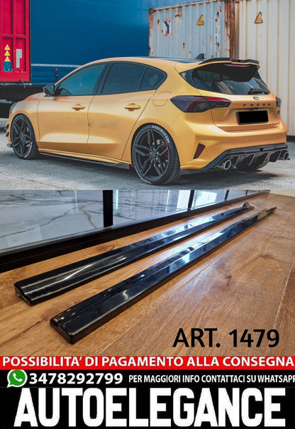 UNDER SKIRTS SUITABLE FOR FORD FOCUS MK4 2019+ GLOSSY BLACK SPORTY LOOK 