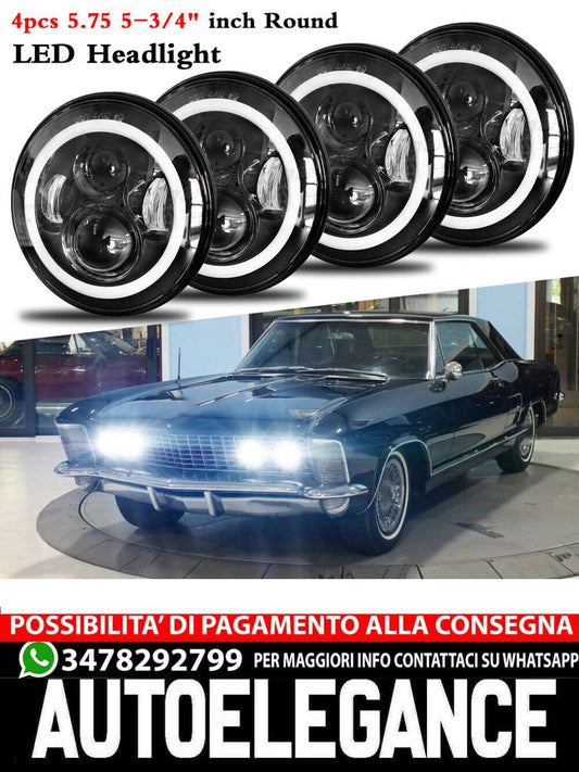 4PCS 5 3/4" 5.75 inch Round LED Headlights Halo DRL for Buick Riviera 1963-1974 
