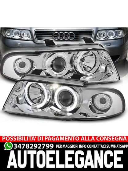 FARI ANTERIORI ANGEL EYES CROMATI ADATTI per AUDI A4 11.94-12.98