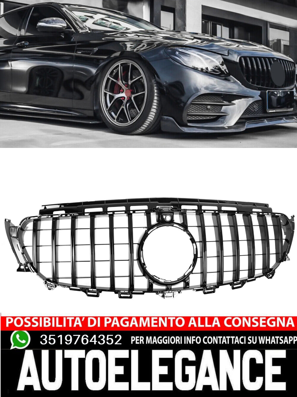 GRIGLIA GT Panamericana adatto per Mercedes Classe E W213 A238 C238 16-20 nero