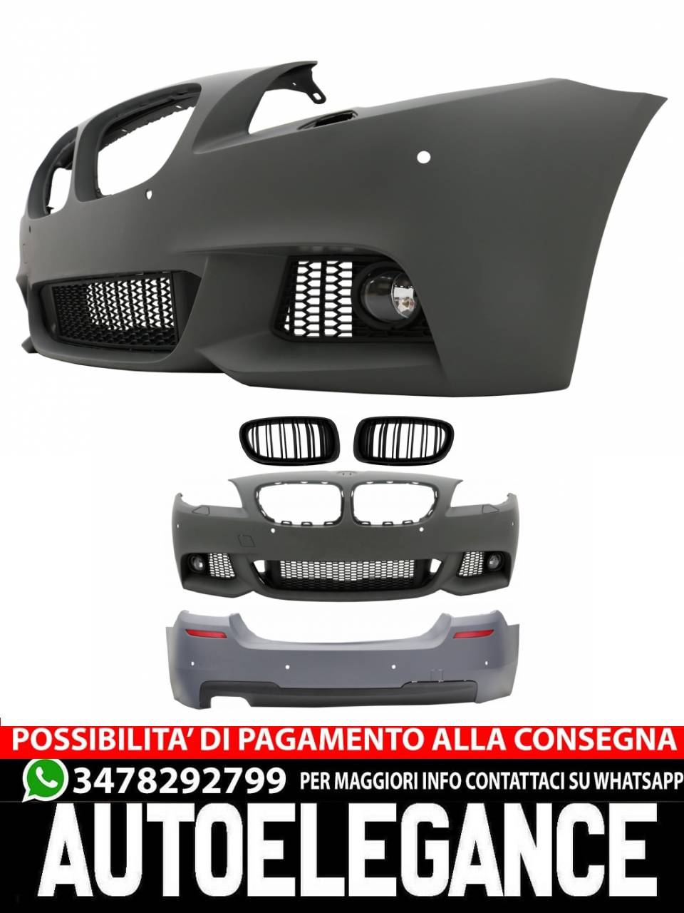 Front and Rear Bumper Grille Suitable for BMW 5 Series F10 (2011-2013) 
