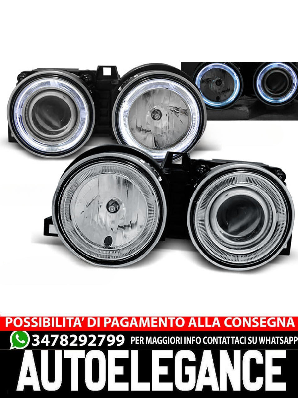 ANGEL EYES CHROME HEADLIGHTS SUITABLE FOR BMW E30 11.82-06.94 