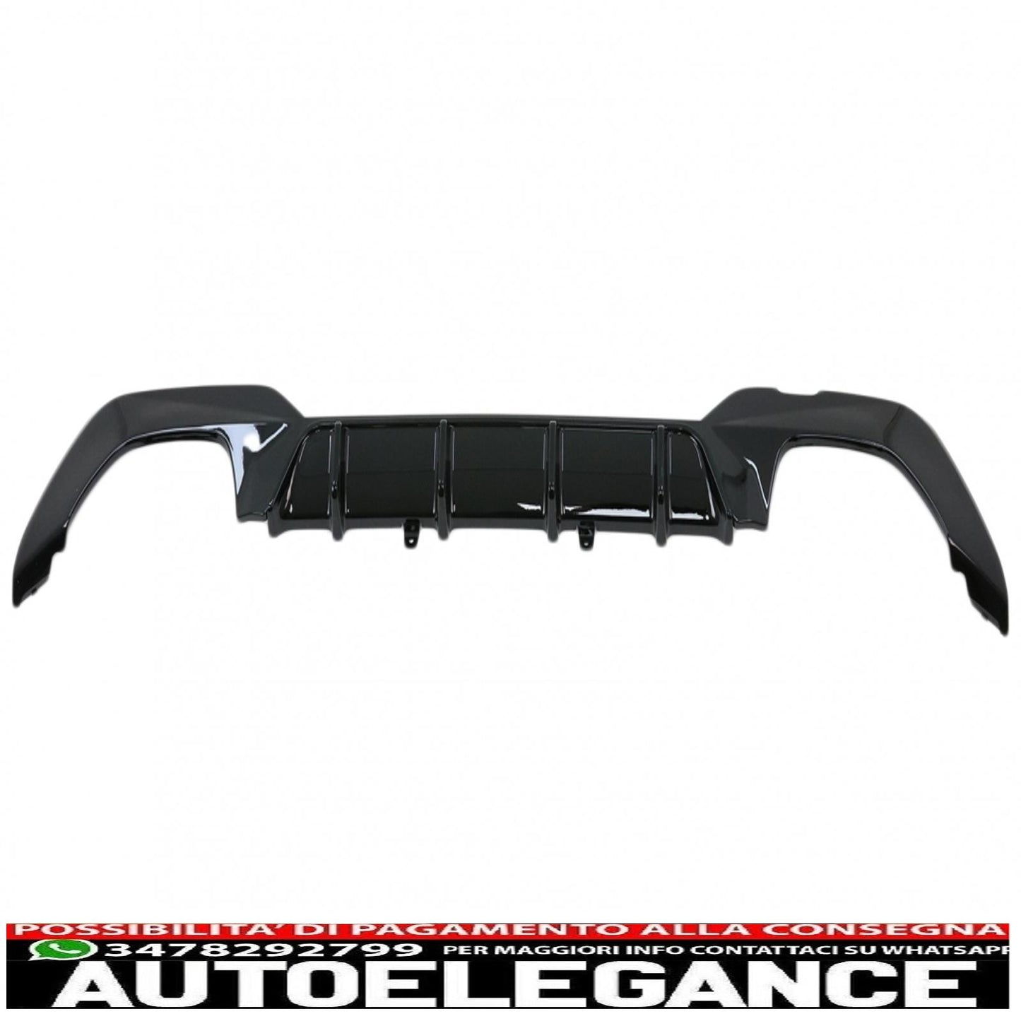 Diffusore mantovana per paraurti posteriore adatto per BMW Serie 3 G20 G28 Berlina G21 Touring (2018-up) M340i Design Nero