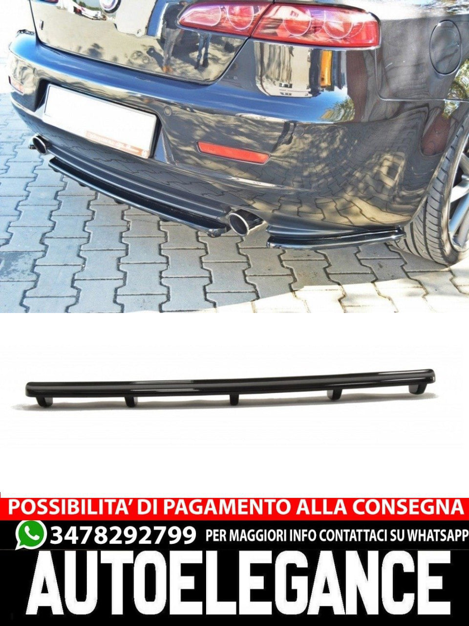 SPLITTER POSTERIORE CENTRALE ALFA ROMEO 159 (CON BARRE VERTICALI) 2005-2011