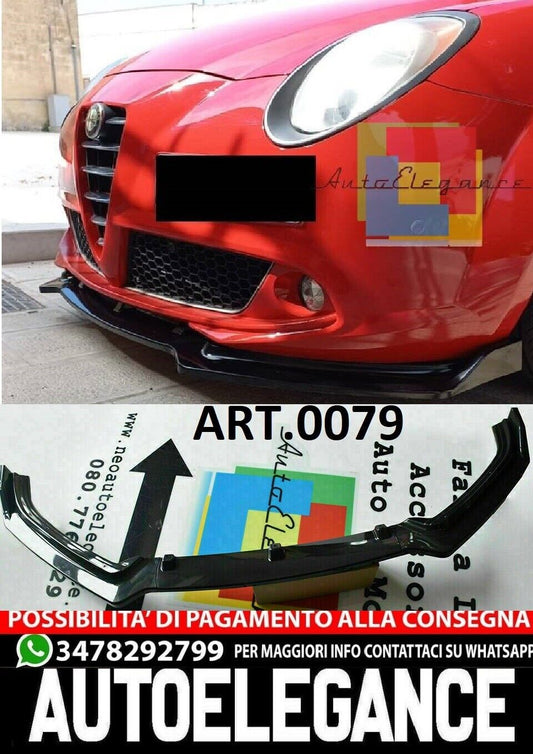SPOILER BLADE UNDER FRONT BUMPER FOR ALFA ROMEO MITO ABS BLACK SPLITTER 