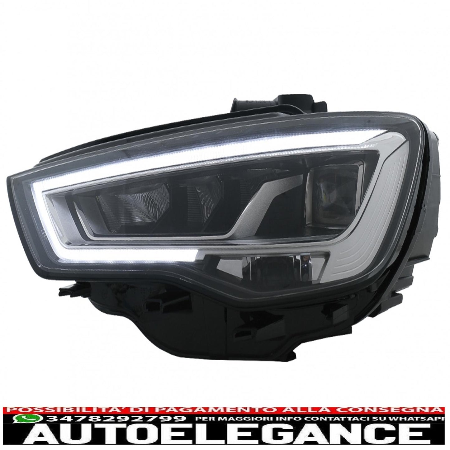 full led headlights suitable for audi a3 8v pre-facelift (2013-2016) upgrade for halogens with dynamic sequential cornering lights left 