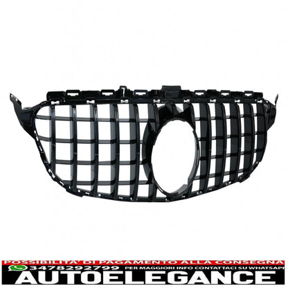 front grille suitable for mercedes c class w205 s205 c205 a205 (2014-2018) gt-r design panamericana black without camera 
