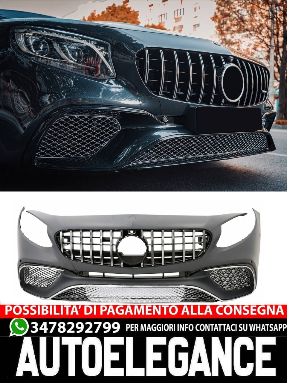 Paraurti anteriore adatto per Mercedes Classe S Coupé C217 (2015-2021)S65 Design